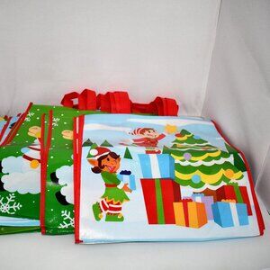JOYIN 12 PCS 13.75 x 14 Christmas Large Tote Bags, Holiday Reusable Grocery Bags